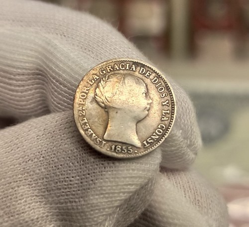 España Spain Isabel II - 1 Real 1855 Km 598 Plata