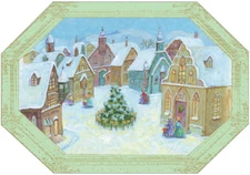 Village Die Cut Edges Designer Greetings Christmas Card