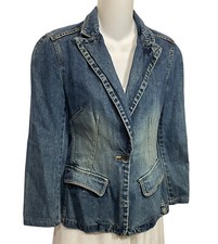 Vintage Gap Denim Jacket Small Women's Shapely Dark Blue Jean Cotton Chore Coat