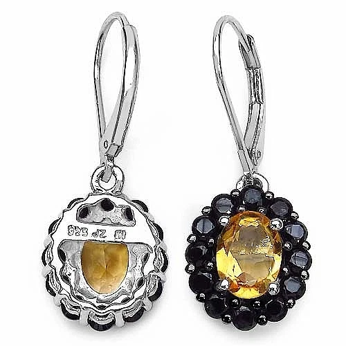 Orecchini In Argento 925 Con Citrino / Spinello Da 4,32 Carati Top - Immagine 3 di 4