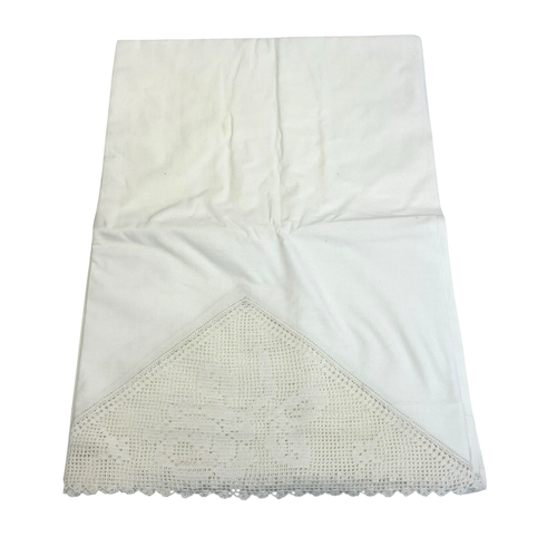 Vintage Cannon Muslin Twin Flat Sheet Eyelet Lace Trim Rose Cotton 64” x 92” - Picture 2 of 13