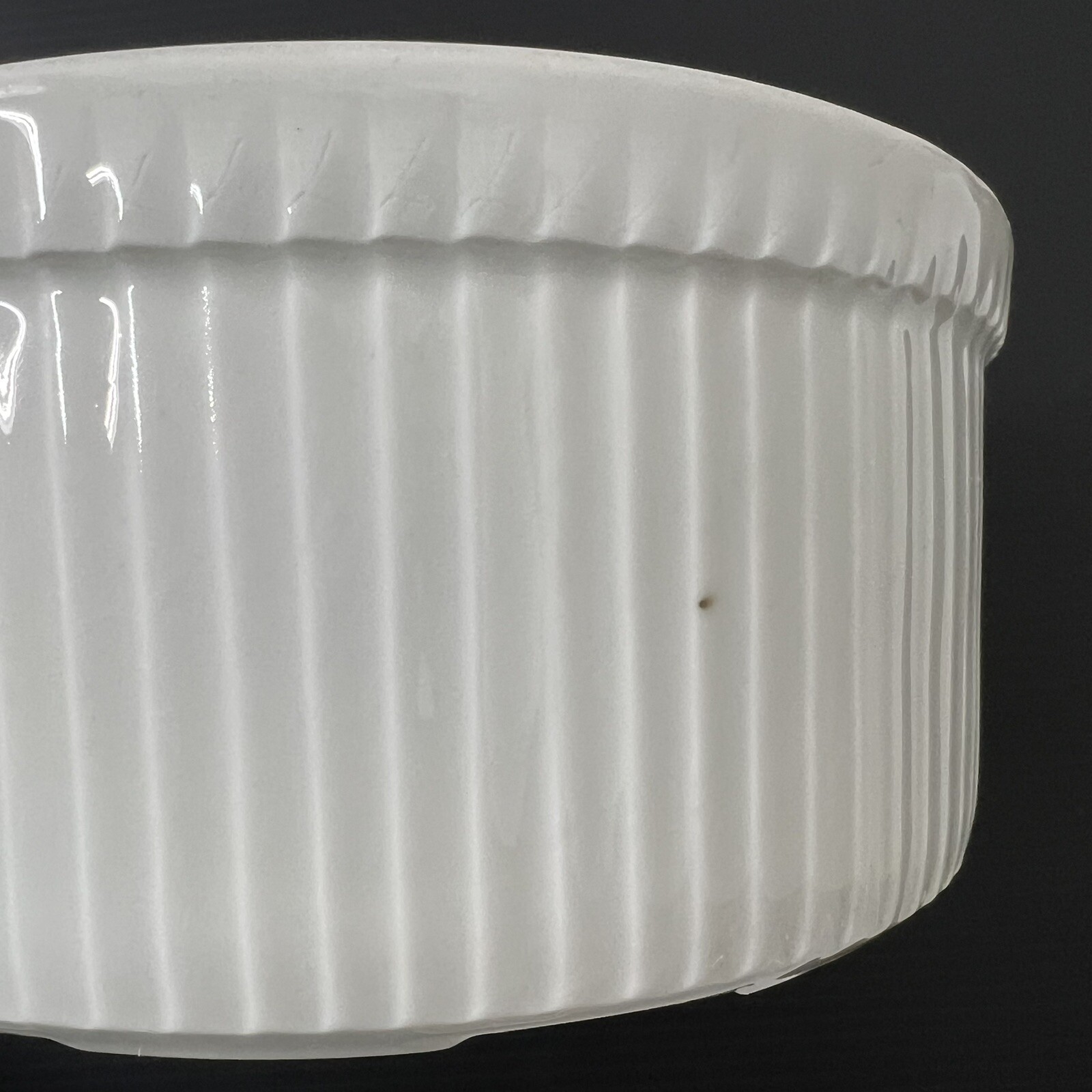 Vintage 6 Apilco France 6.75” Soufflé Casserole Dish Ribbed Porcelain