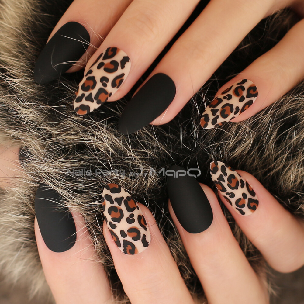 Black Cheetah Print Nails