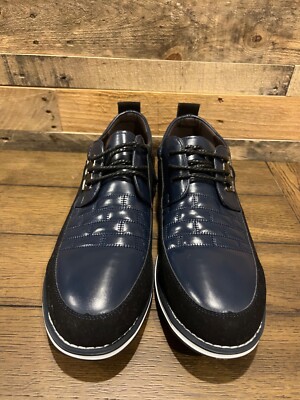 GATSBY Oxford Derby Leather Lace Up Dress Shoes Blue & Black  display picture 1