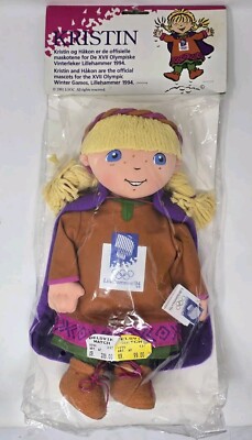 Kristin Lillehammer 1994 Winter Olympics Mascot 14'' Plush Doll - New