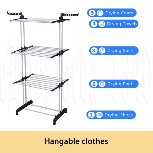 4 Tiers Foldable Garment Hanger Clothes Airer Drying Rack Laundry Support Horse - Picture 4 of 13