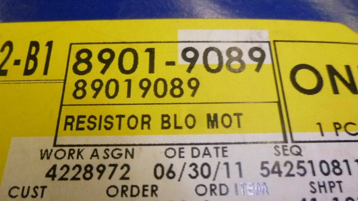 GM Front Blower Motor Resistor 89019089/15-81087 | eBay