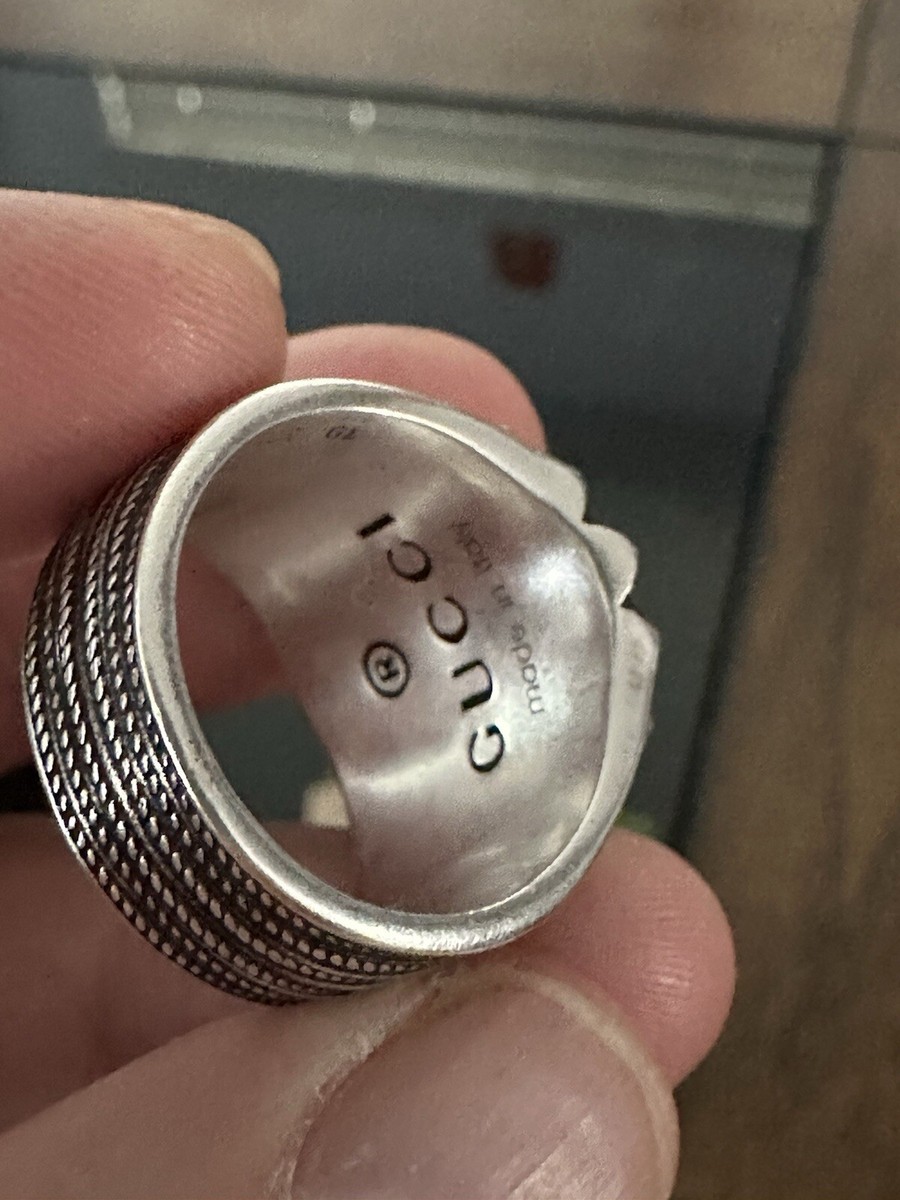 GUCCI AG925 Interlocking G GG Logo Sterling Silver Signet Ring