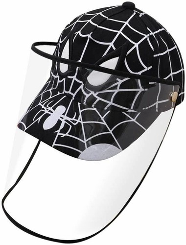 Saliva Protective Spider man Kitty Baseball Cap Kid Detachable Face Shield Hat - Picture 9 of 17