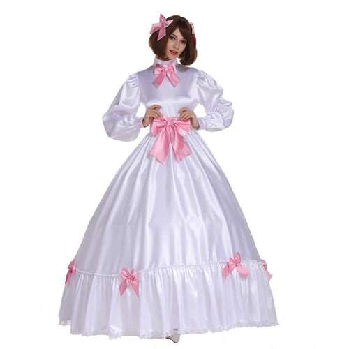 sissy lockable prom dress satin maxi dress cosplay costume Tailor-made ...
