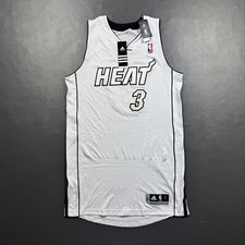100% Authentic Dwyane Wade Adidas Miami Heat White Hot Jersey L Pro Cut Mesh