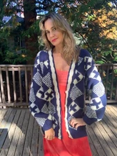 1970s Shetland Wool Hand Knit - Vintage Hand Knit Cardigan