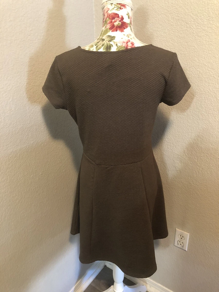 Olive green fit and flare dress sales