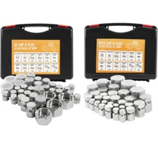 128 Pcs 37° JIC & ORFS Hydraulic Cap and Plug Kit Hose Tube and Pipe Fitting Set