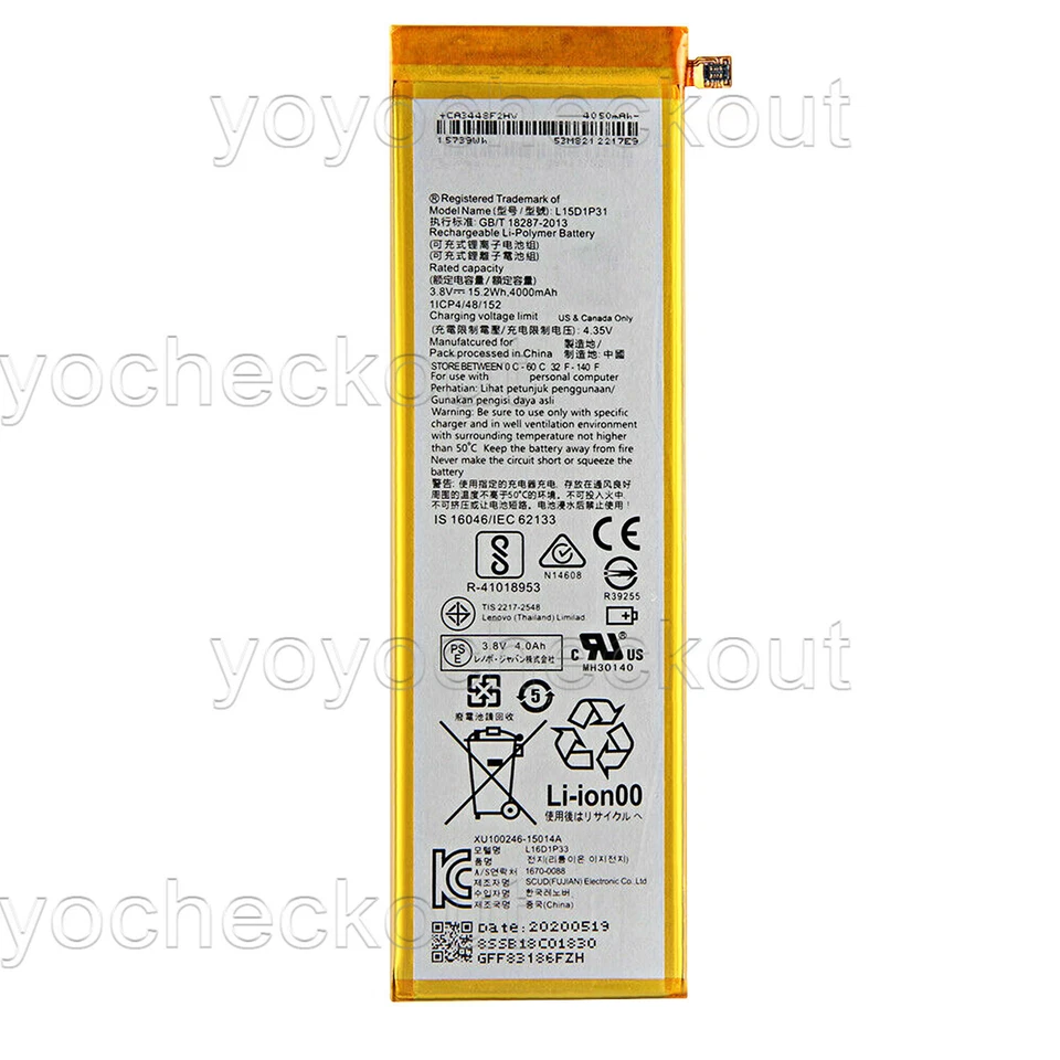 Herramienta de batería de reemplazo L15D1P31 para Lenovo Yoga Tab 3 Pro YT3-X90F YT3-X90L Foto 3 de 4