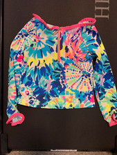 Lilly Pulitzer Luxletic Swim Rash Guard Swimsuit Top Girl  s Long Sleeve No Size
