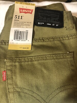 Levi's 511 Slim Size 14R 27x27 Olive Green New With Tags | eBay