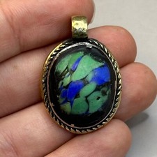 Genuine Ancient Roman Mosaic Glass Brass Pendant