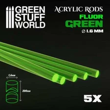 Green Stuff World 9248 Acrylic Rods - Round 1.6mm Fluor GREEN