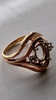 Handwerklich handgefertigter einzigartiger handgefertigter Vintage 14k Gelbgold Damenring Sockel