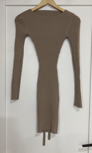 BEC & BRIDGE Lyla Long Sleeve Knit Mini Dress Sz 6 Brown - Picture 4 of 8