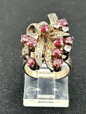 Vintage Sterling Silver Natural Ruby Ladies White Topaz Cocktail Ring
