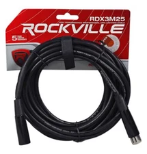 Rockville RDX3M25 25 Foot 3 Pin DMX Lighting Cable 100% OFC Copper Female 2 Male