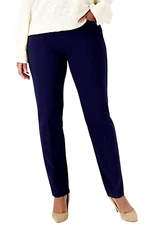 Susan Graver Smart Ponte Knit Slim Leg Pant Navy