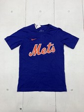 Nike New York Mets Kids Blue Graphic Short Sleeve Shirt Size Medium