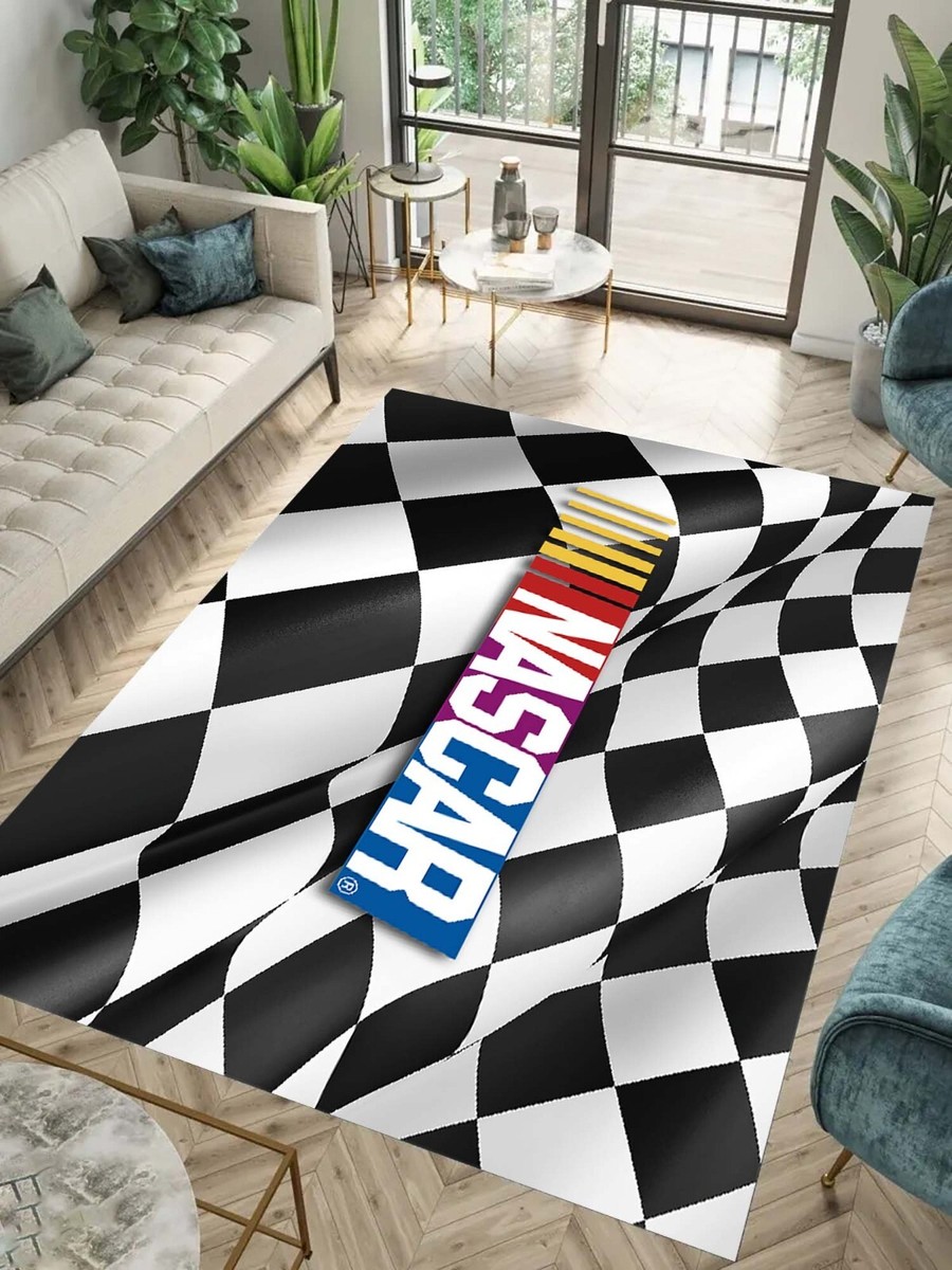 Nascar Finish Flag Rug, Sport Flag Rug, Nascar Sport Rug,Car Sport