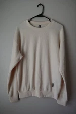 Comfrt Womens Waffle Lounge Oversized Long Sleeve Shirt Ivory XS