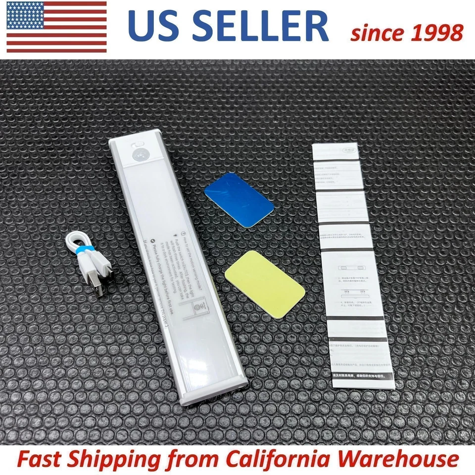 Lámpara de luz recargable con sensor de movimiento LED debajo del armario armario cocina USB Foto 3 de 4