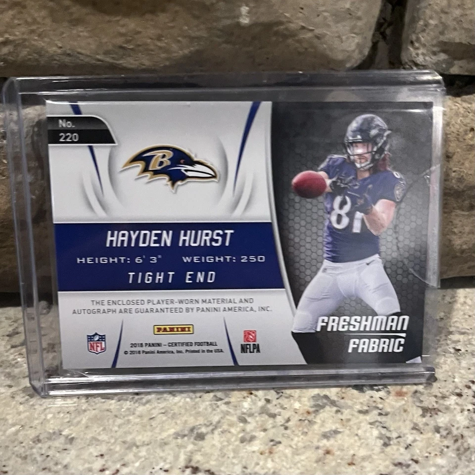 2018 Panini Certified - Freshman Fabric Signatures Hayden Hurst #220 Mirror /399 - Image 2 of 2