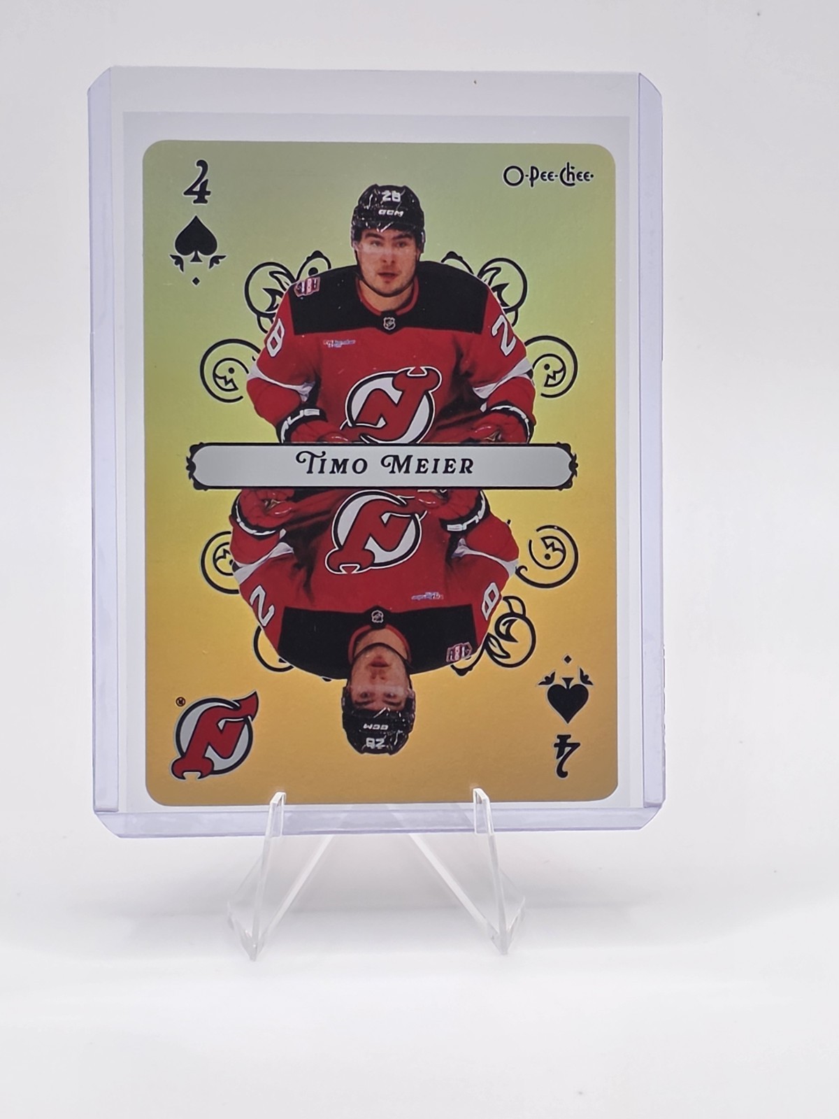 2025-26 O-Pee-Chee Timo Meier Playing Card 4 of Clubs - New Jersey Devils