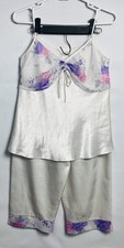 Vintage Sleepwear Satin 2 PCs Tank And Pants Size L/xl