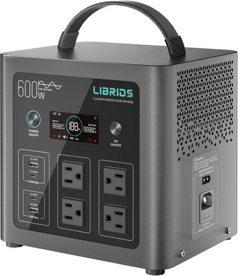 LIBRIDS C600 640Wh LiFePO4 Portable Power Station Pure Sine Wave 120V US Plug