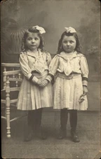 RPPC adorable 5 year old girls sailor dresses names on back Antwerp Belgium