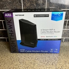 NETGEAR Nighthawk AX6 WiFi Cable Modem Router AX2700 4 Port CAX30-200NAS Black