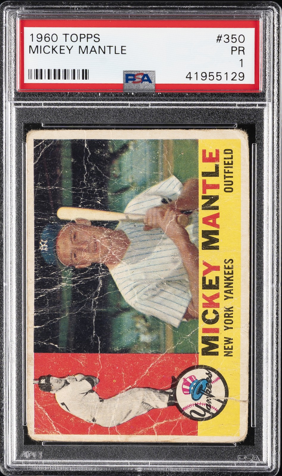 1960 TOPPS #350 MICKEY MANTLE PSA 1 view 1