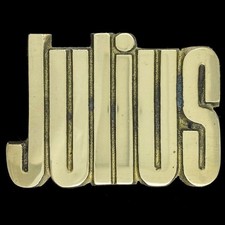 Julius Name Retro Hippie Western Solid Brass 1970s New NOS Vintage Belt Buckle