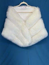 White Faux Fur Wrap Evening Wedding Holiday Luxury Korean Boutique Elegant