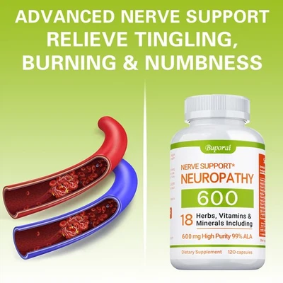 BUPORAI Neuropathy Nerve Support -Nerve Support Supplement for Feet,Hands,Fingers & Legs