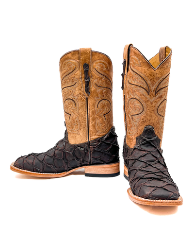 HERREN COWBOY FISCH PIRARUCU DRUCK WESTERN ECKIGE SPITZE STIEFEL BOTAS PESCADO EXOTISCH - Bild 7 von 7