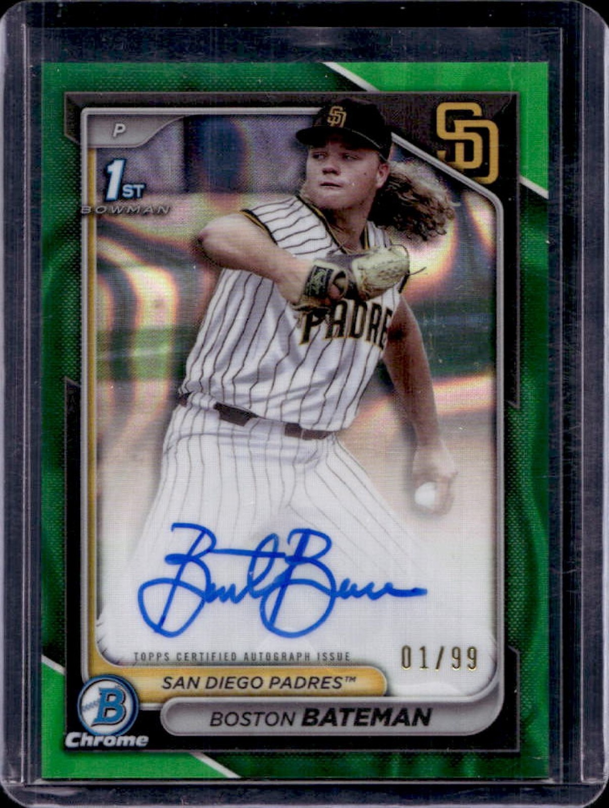 2024 Bowman Draft Boston Bateman Chrome Auto Green Lava Refractor 1st #1/99