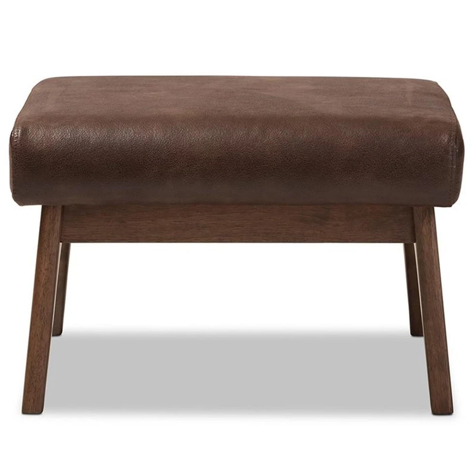 Baxton Studio Bianca Faux Leather Ottoman in Brown and Walnut Brown - Image 3 of 4