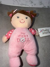 9 Baby Starters My First Doll Rattle Plush Pink Girl Brown Hair New 2019