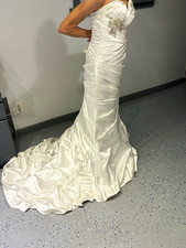 Allure Bridals Ivory Strapless Mermaid Wedding Gown Sz 10 Corset Back Train