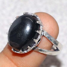 925 Silver Plated Pretty Black Onyx Ring US 9 Classic Timeless Gift Jewels JW
