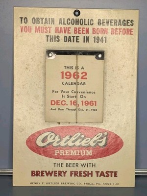 1962 Ortliebs Beer Calendar