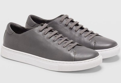 New Club Monaco Men's Lace Up Leather Sneakers - Size 11.5 Gray / White